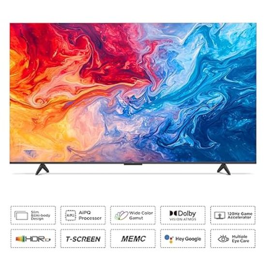 TCL 139 సెం.మీ (55 అంగుళాలు) 4K అల్ట్రా HD స్మార్ట్ QLED Google TV 55P71B ప్రో (నలుపు) యొక్క చిత్రం