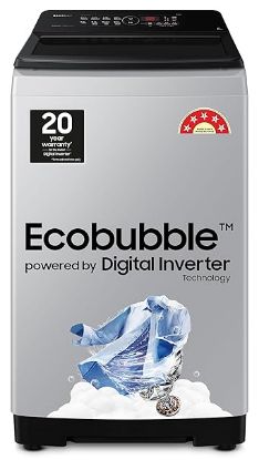 Samsung 8 కిలోలు, 5 స్టార్, ఎకో బబుల్ టెక్, డిజిటల్ ఇన్వర్టర్ మోటార్, సాఫ్ట్ క్లోజింగ్ డోర్, పూర్తిగా ఆటోమేటిక్ టాప్ లోడ్ వాషింగ్ మెషిన్ (WA80BG4441BGTL, లేత బూడిద రంగు) యొక్క చిత్రం