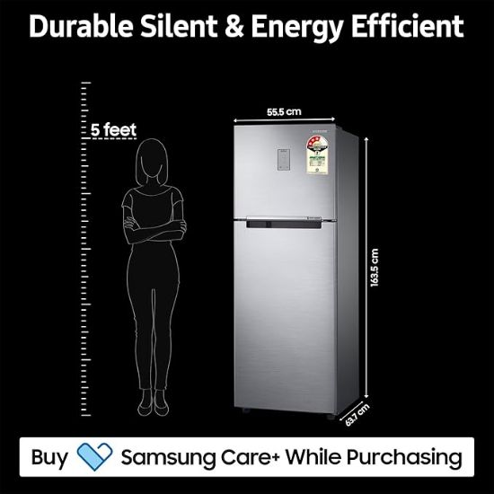 Samsung 256L 3 స్టార్ డిజిటల్ ఇన్వర్టర్ ఫ్రాస్ట్-ఫ్రీ డబుల్ డోర్ రిఫ్రిజిరేటర్ ఉపకరణం (RT30C3433S9/HL, రిఫైన్డ్ ఐనాక్స్) యొక్క చిత్రం