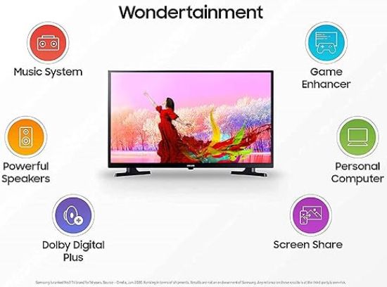 Samsung 80 cm (32 అంగుళాలు) వండర్‌టైన్‌మెంట్ సిరీస్ HD రెడీ LED స్మార్ట్ టీవీ UA32T4340BKXXL (గ్లోసీ బ్లాక్) యొక్క చిత్రం