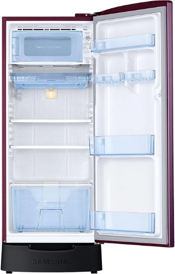 Samsung 183 L, 5 స్టార్, డిజిటల్ ఇన్వర్టర్, డైరెక్ట్-కూల్ సింగిల్ డోర్ రిఫ్రిజిరేటర్ (RR20D2825CR/NL, రెడ్, కామెల్లియా పర్పుల్, బేస్ స్టాండ్ డ్రాయర్) యొక్క చిత్రం