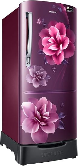 Samsung 183 L, 5 స్టార్, డిజిటల్ ఇన్వర్టర్, డైరెక్ట్-కూల్ సింగిల్ డోర్ రిఫ్రిజిరేటర్ (RR20D2825CR/NL, రెడ్, కామెల్లియా పర్పుల్, బేస్ స్టాండ్ డ్రాయర్) యొక్క చిత్రం