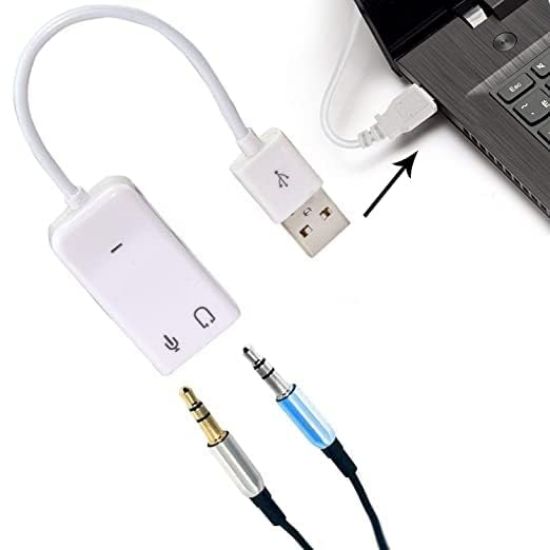 ADNET అన్ని IT గాడ్జెట్‌లు USB సౌండ్ కార్డ్ (తెలుపు) యొక్క చిత్రం
