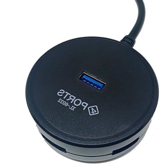 MacBook Air/Mac Mini/iMac Pro/Microsoft Surface/Ultrabooks/Laptop/Notebook/Desktop (Black XL-6032) కోసం 1.2 మీటర్ల పొడవైన కేబుల్‌తో LipiWorld® 4 పోర్ట్‌ల రౌండ్ USB ఎక్స్‌టెన్షన్ బోర్డ్ USB 3.0 స్మార్ట్ హబ్. యొక్క చిత్రం
