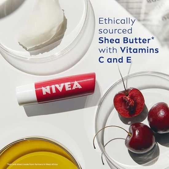 NIVEA చెర్రీ షైన్ 4.8 గ్రా లిప్ బామ్|24 H మెల్ట్ ఇన్ మాయిశ్చర్ ఫార్ములా|నేచురల్ ఆయిల్స్|గ్లోసీ ఫినిష్, 4.8 గ్రా (ప్యాక్ ఆఫ్ 1) యొక్క చిత్రం