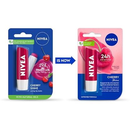NIVEA చెర్రీ షైన్ 4.8 గ్రా లిప్ బామ్|24 H మెల్ట్ ఇన్ మాయిశ్చర్ ఫార్ములా|నేచురల్ ఆయిల్స్|గ్లోసీ ఫినిష్, 4.8 గ్రా (ప్యాక్ ఆఫ్ 1) యొక్క చిత్రం