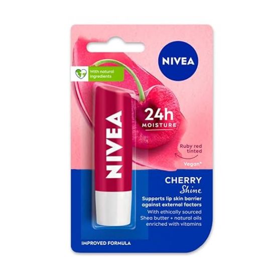 NIVEA చెర్రీ షైన్ 4.8 గ్రా లిప్ బామ్|24 H మెల్ట్ ఇన్ మాయిశ్చర్ ఫార్ములా|నేచురల్ ఆయిల్స్|గ్లోసీ ఫినిష్, 4.8 గ్రా (ప్యాక్ ఆఫ్ 1) యొక్క చిత్రం
