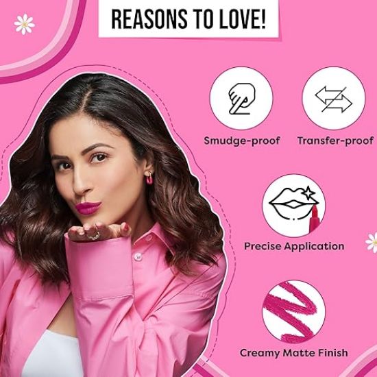 షుగర్ పాప్ వెల్వెట్ మ్యాట్ లిప్ లైనర్ | క్రీమీ మ్యాట్ ఫినిష్ | స్మడ్జ్ ప్రూఫ్ | వాటర్ ప్రూఫ్ | ట్రాన్స్ఫర్ ప్రూఫ్ | జోజోబా ఆయిల్ & షియా బటర్ తో | 0.27 గ్రా - 02 పింక్ వేవ్ యొక్క చిత్రం