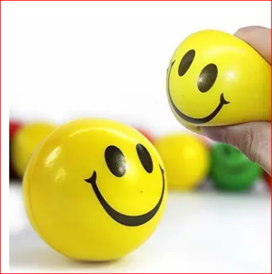 Smiley yellow foam ball 21-cm for hand forearm exercise, blood pressure control and stress relief ball smiley ball - 10 mm  (Yellow) యొక్క చిత్రం