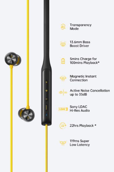 Realme బడ్స్ వైర్‌లెస్ ప్రో బ్లూటూత్ ఇన్ ఇయర్ ఇయర్‌ఫోన్స్, మైక్, ఫాస్ట్ ఛార్జింగ్ & 22 గంటల వరకు ప్లేటైమ్ (పసుపు) బడ్స్ వైర్‌లెస్ ప్రో బ్లూటూత్ ఇన్ ఇయర్ ఇయర్‌ఫోన్స్, మైక్, ఫాస్ట్ ఛార్జింగ్ & 22 గంటల వరకు ప్లేటైమ్ (పసుపు) యొక్క చిత్రం