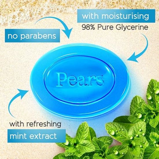 Pears 98% స్వచ్ఛమైన గ్లిజరిన్ తో పియర్స్ సాఫ్ట్ & ఫ్రెష్ బాతింగ్ బార్, 125 గ్రా. యొక్క చిత్రం