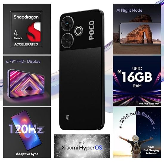 POCO M6 ప్లస్ 5G గ్రాఫైట్ బ్లాక్ 6GB RAM 128GB ROM యొక్క చిత్రం