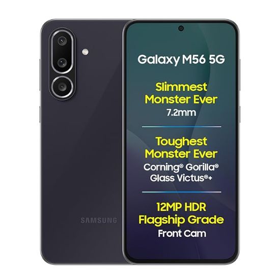 Samsung Galaxy M56 5G (నలుపు, 8 GB RAM, 256 GB నిల్వ) | సెగ్మెంట్‌లో అత్యంత సన్నని ఫోన్ | గొరిల్లా గ్లాస్ విక్టస్+ | 10 బిట్ HDR వీడియో | మెరుగైన నైట్‌గ్రఫీ | 4nm ప్రాసెసర్ | ఆవిరి శీతలీకరణ గది యొక్క చిత్రం