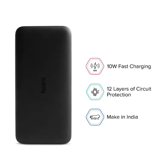 Redmi 10000mAh పవర్ బ్యాంక్ బ్లాక్ యొక్క చిత్రం