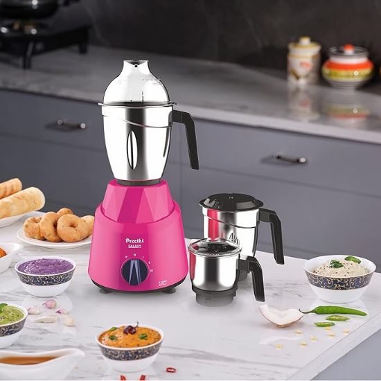 Preethi Galaxy MG225 మిక్సర్ గ్రైండర్, 750 వాట్, 3 జాడి, పింక్/నలుపు (3 జార్) యొక్క చిత్రం
