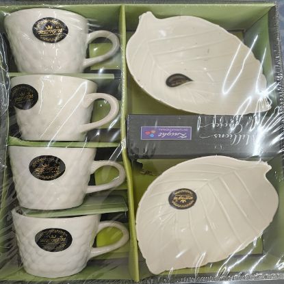 మిల్క్ కప్, కాఫీ కప్, టీ కప్, అల్పాహారం కప్పు, డ్రింకింగ్ మగ్ లేదా అవుట్‌డోర్‌లో పుట్టినరోజు కోసం గృహోపకరణాల కోసం ప్లాస్టిక్ ట్రేతో పర్యావరణ అనుకూలమైన పండుగతో క్రిస్టా సిరామిక్ టీ కప్పులు యొక్క చిత్రం