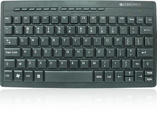 ZEB-K04 మినీ మల్టీమీడియా USB వైర్డ్ కీబోర్డ్PC/Mac కోసం 96 UV కోటెడ్ కీలు, స్లిమ్ & కాంపాక్ట్‌తో జీబ్రానిక్స్ యొక్క చిత్రం