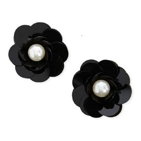 మెటల్ ముత్యాలు పొదిగిన చెవిపోగులు 1pc (స్టడ్స్) యొక్క చిత్రం