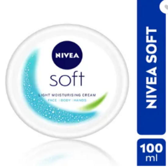 ముఖం, చేతులు & శరీరానికి NIVEA సాఫ్ట్ లైట్ మాయిశ్చరైజర్, విటమిన్ E & జోజోబా ఆయిల్ తో కూడిన నాన్-స్టిక్కీ క్రీమ్ (100 మి.లీ) యొక్క చిత్రం