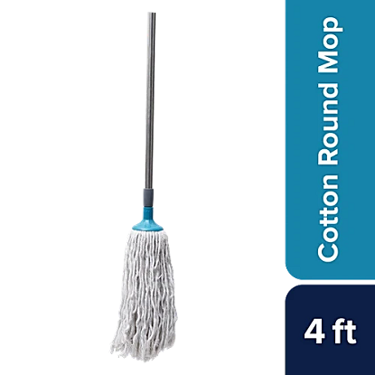 రౌండ్ డెక్ కాటన్ మాప్/వెట్ మాప్ విత్ 4 అడుగుల స్టెయిన్‌లెస్ స్టీల్ రాడ్, 1 పిసి యొక్క చిత్రం