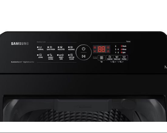 డిజిటల్ ఇన్వర్టర్ టెక్నాలజీతో కూడిన Samsung 7 కిలోల 5 స్టార్ ఫుల్లీ ఆటోమేటిక్ టాప్ లోడ్ వాషింగ్ మెషిన్, మోటార్ పై 20 సంవత్సరాల వారంటీ, జెంటిల్ వాష్ & ఎనర్జీ ఎఫిషియెంట్ పెర్ఫార్మెన్స్ యొక్క చిత్రం