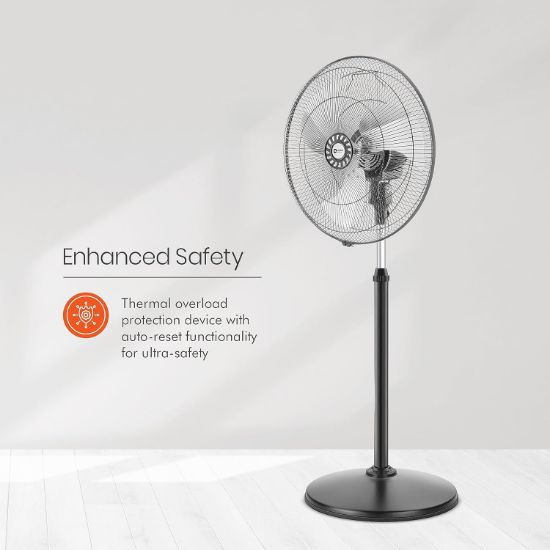 ఇంటికి ఓరియంట్ ఎలక్ట్రిక్ పెడెస్టల్ ఫ్యాన్ | శక్తివంతమైన మోటార్, అధిక గాలి డెలివరీ | 3-స్పీడ్ కంట్రోల్, హై స్పీడ్ స్టాండ్ ఫ్యాన్ | మెటల్ బాడీ, టెలిస్కోపిక్ అరేంజ్మెంట్ | ఓరియంట్ ద్వారా 2 సంవత్సరాల వారంటీ | నలుపు యొక్క చిత్రం