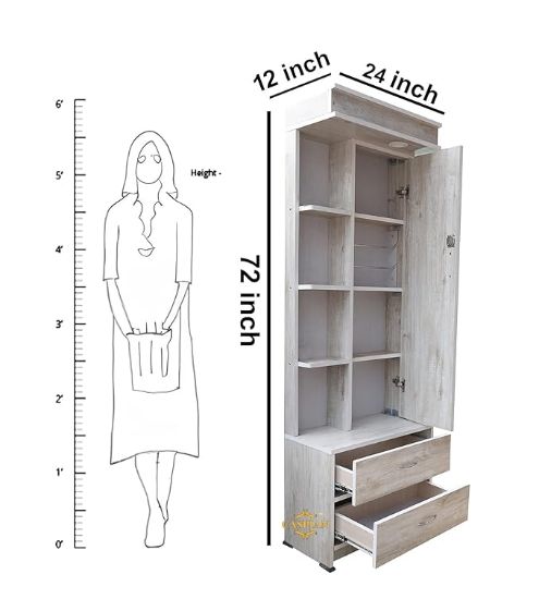 మోడరన్ 2.5 అడుగుల స్టోరేజ్ క్యాబినెట్, 2 డోర్లు, డిజైనర్ ఫ్లోరల్ & అబ్‌స్ట్రాక్ట్ నమూనాలతో, పూర్తి-పొడవు అద్దం & ఓపెన్ షెల్ఫ్‌లు, బెడ్‌రూమ్ మరియు ఇంటి ఆర్గనైజేషన్ కోసం ఎలిగెంట్ అల్మారా యొక్క చిత్రం