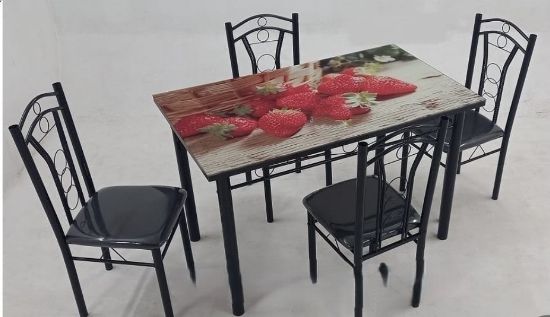 ఆకర్షణీయమైన 4 సీటర్ డైనింగ్ సెట్స్ – మన్నికైన వుడ్ ఫ్రేమ్, సౌకర్యవంతమైన కుషన్ చైర్స్, స్లీక్ మోడర్న్ డిజైన్, దృఢమైన ఫినిష్, కిచెన్, డైనింగ్ రూమ్ లేదా హోమ్ రెస్టారెంట్స్ కోసం పర్ఫెక్ట్ – 1 డైనింగ్ టేబుల్ మరియు 4 చైర్స్‌తో వస్తుంది యొక్క చిత్రం